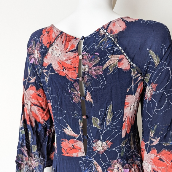 Free People Flutter Sleeve Floral Mini Dress - Picture 5 of 7
